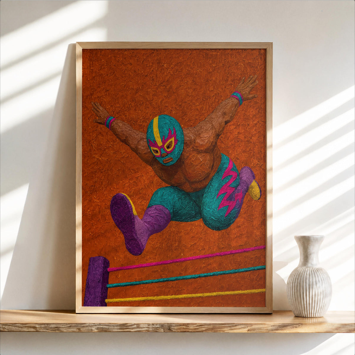 Lucha Libre Wrestling Wall Art, Colorful Mexican Luchador Decor, Vintage Boxing Sports Poster, Boys Room Man Cave Gift, Latin Culture Print
