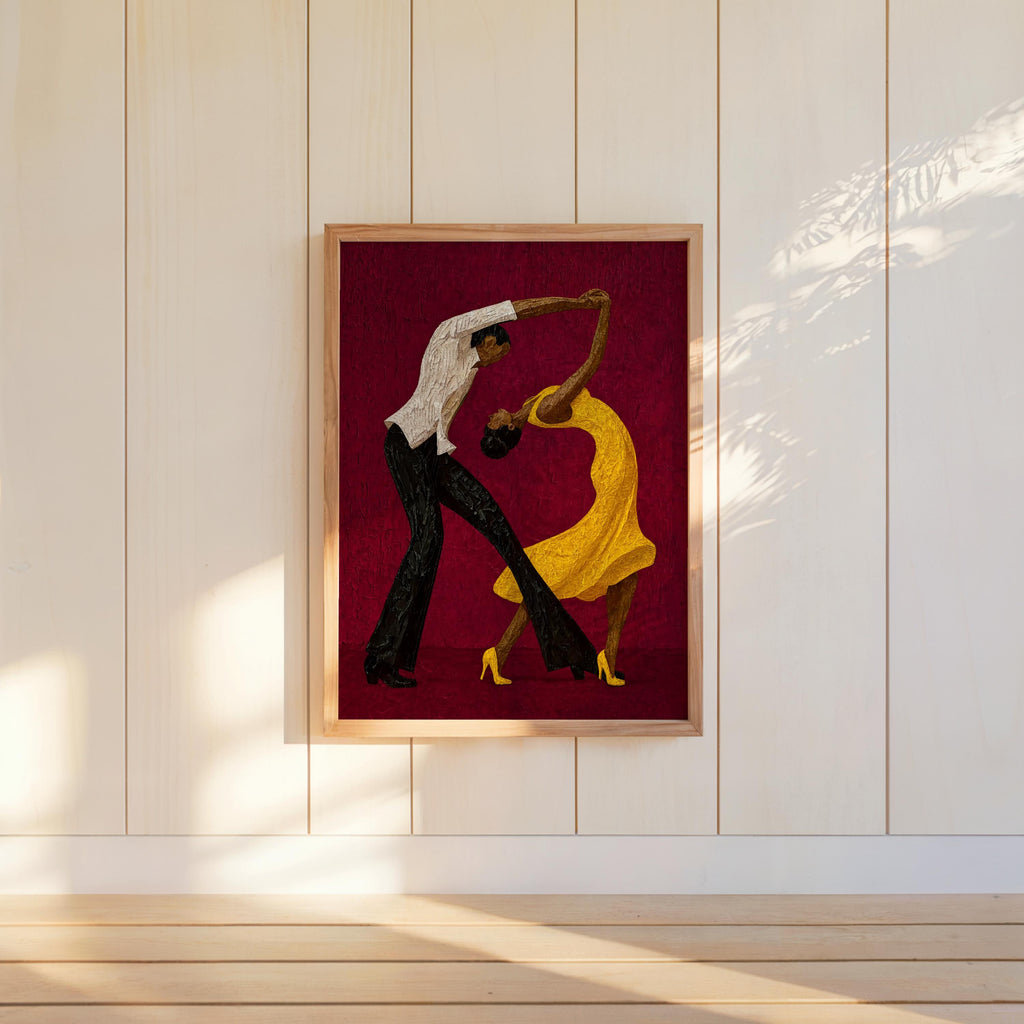 Couple Dancing Salsa Wall Art, Latino Afrocentric Culture Print, Abstract Music & Dance Poster, Latina Woman Tango Print