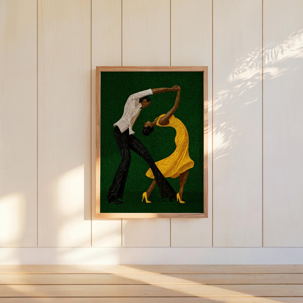 Couple Dancing Salsa Wall Art, Latino Afrocentric Culture Print, Abstract Music & Dance Poster, Latina Woman Tango Print