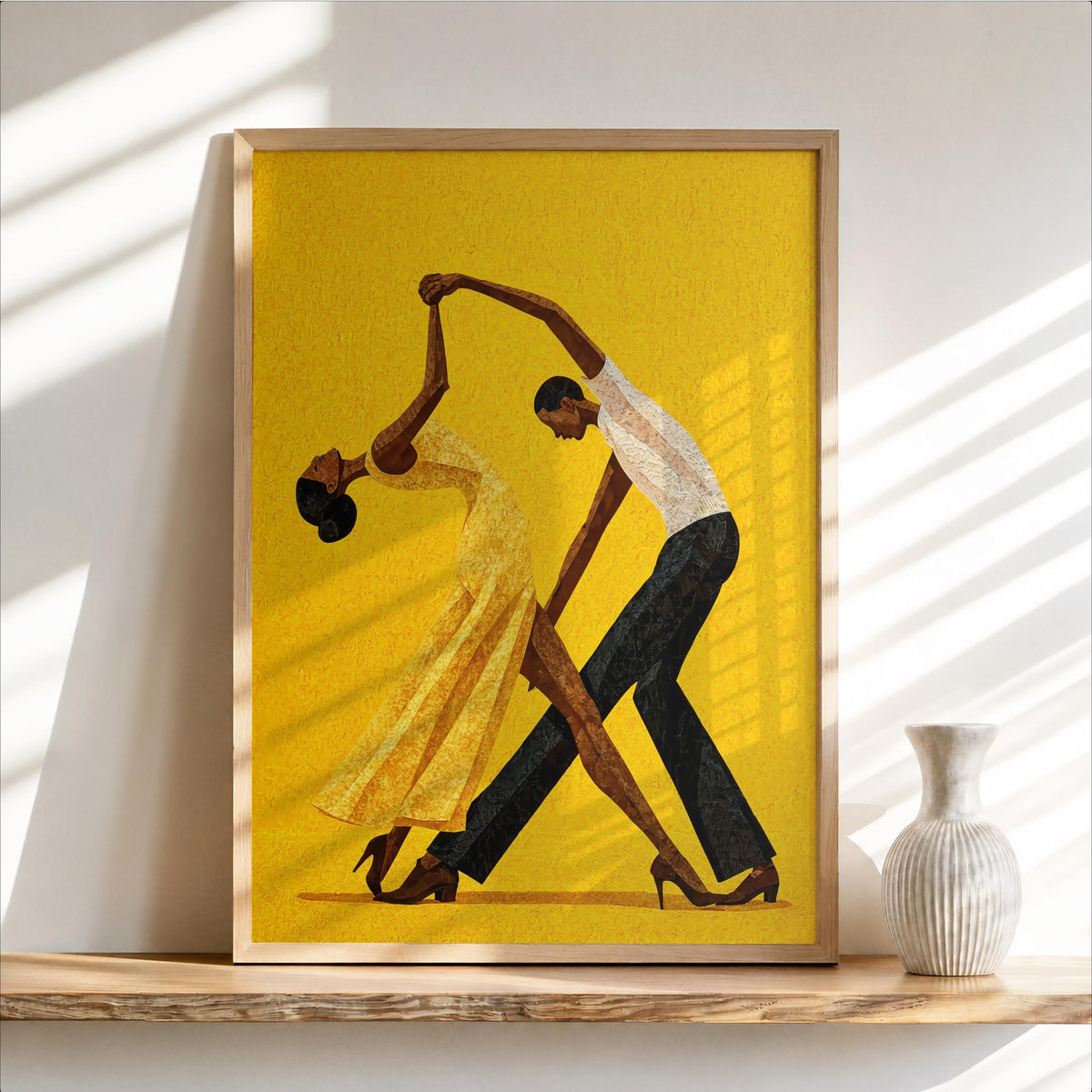 Latin Salsa Couple Wall Art, Passionate Dancing Print, Elegant Red Dress Artwork, Abstract Dance Lovers Gift, Vibrant Contemporary Poster