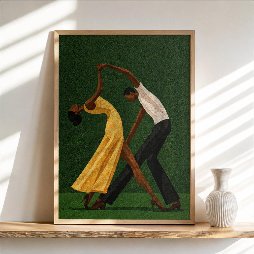 Latin Salsa Couple Wall Art, Passionate Dancing Print, Elegant Red Dress Artwork, Abstract Dance Lovers Gift, Vibrant Contemporary Poster