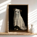 Ghost Dog Wall Art, Spooky Pet Painting, Gothic Halloween Decor, Moody Dark Academia Print, Witchy Funny Occult Painting