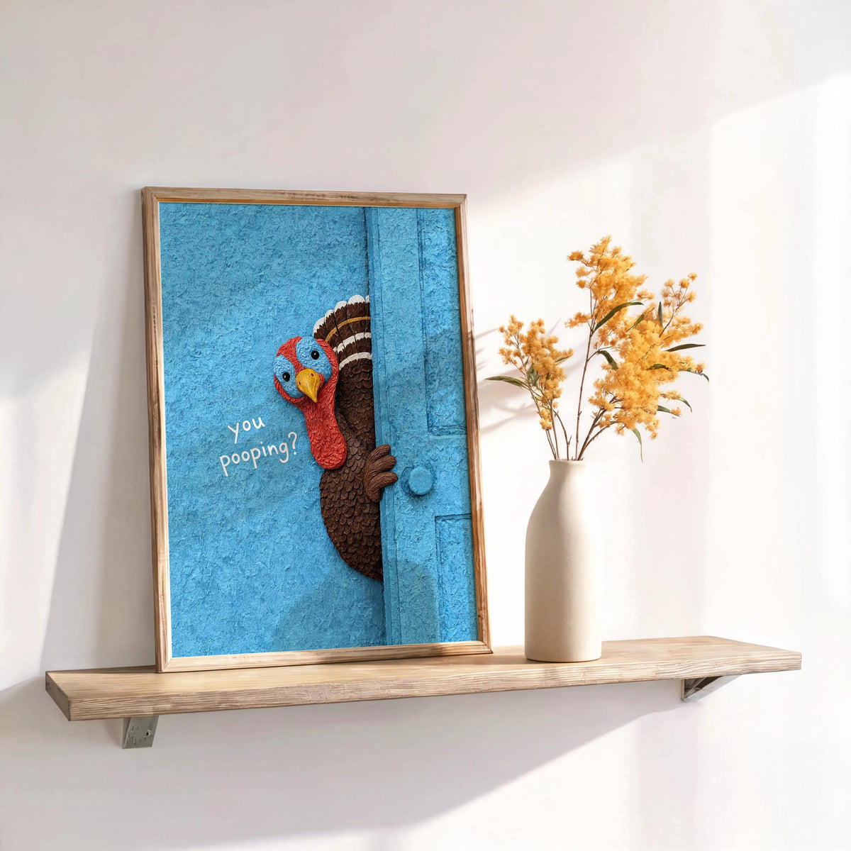 Funny Turkey Bathroom Art, You Poopin Thanksgiving Toilet Humor Print, Quirky Autumn Decor, Whimsical Restroom Poster, Humorous Loo Sign