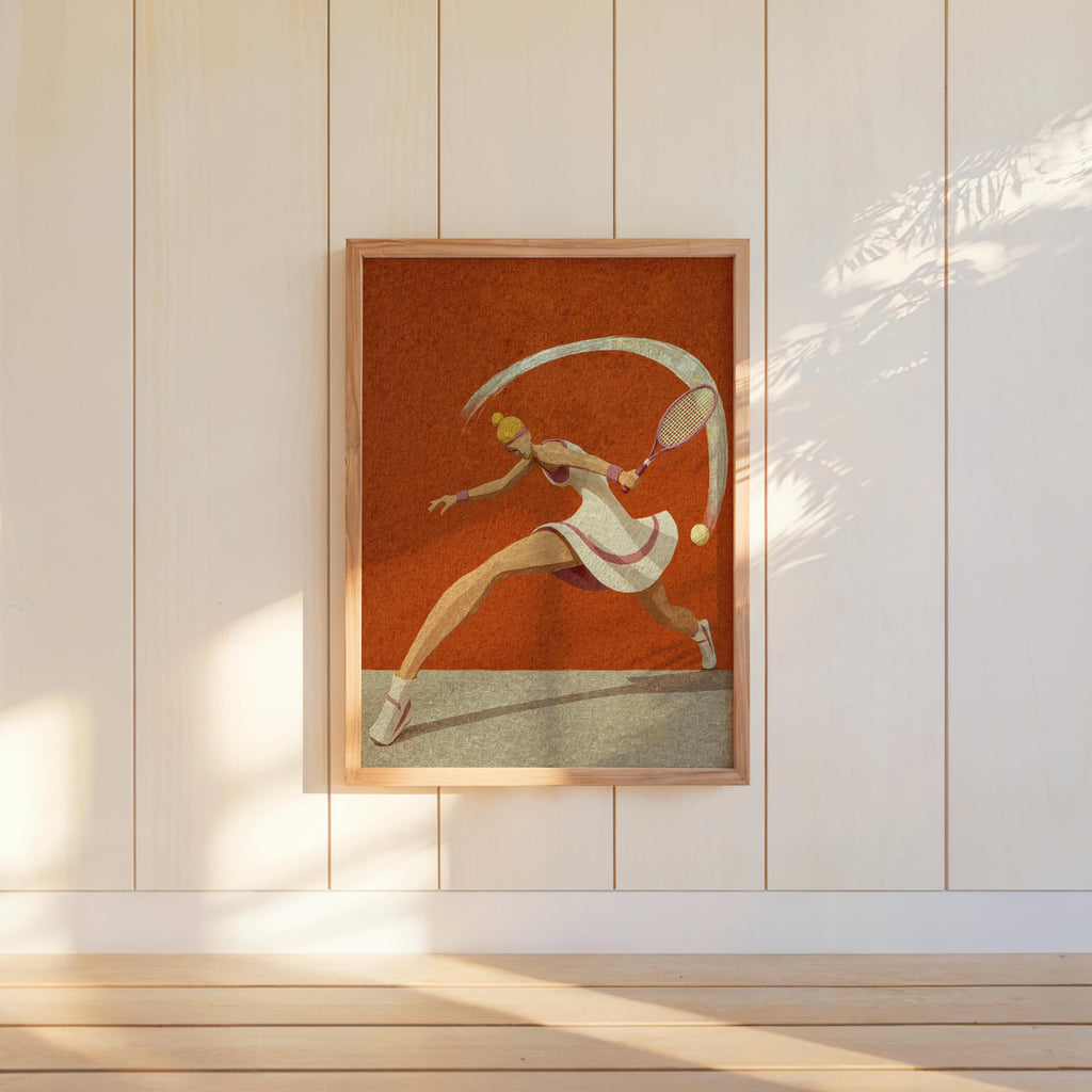 Abstract Tennis Player Wall Art, Vintage Sports Print, Pink Athlete Poster, Retro Racket Decor, Country Club Aesthetic, Preppy Woman Gift