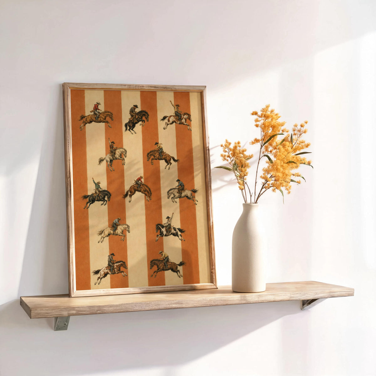 Western Horse Rodeo Wall Art, Vintage Southwestern Print, Striped Cowboy Poster, Rustic Old West Decor, Horse Lover Gift, Country Ranch
