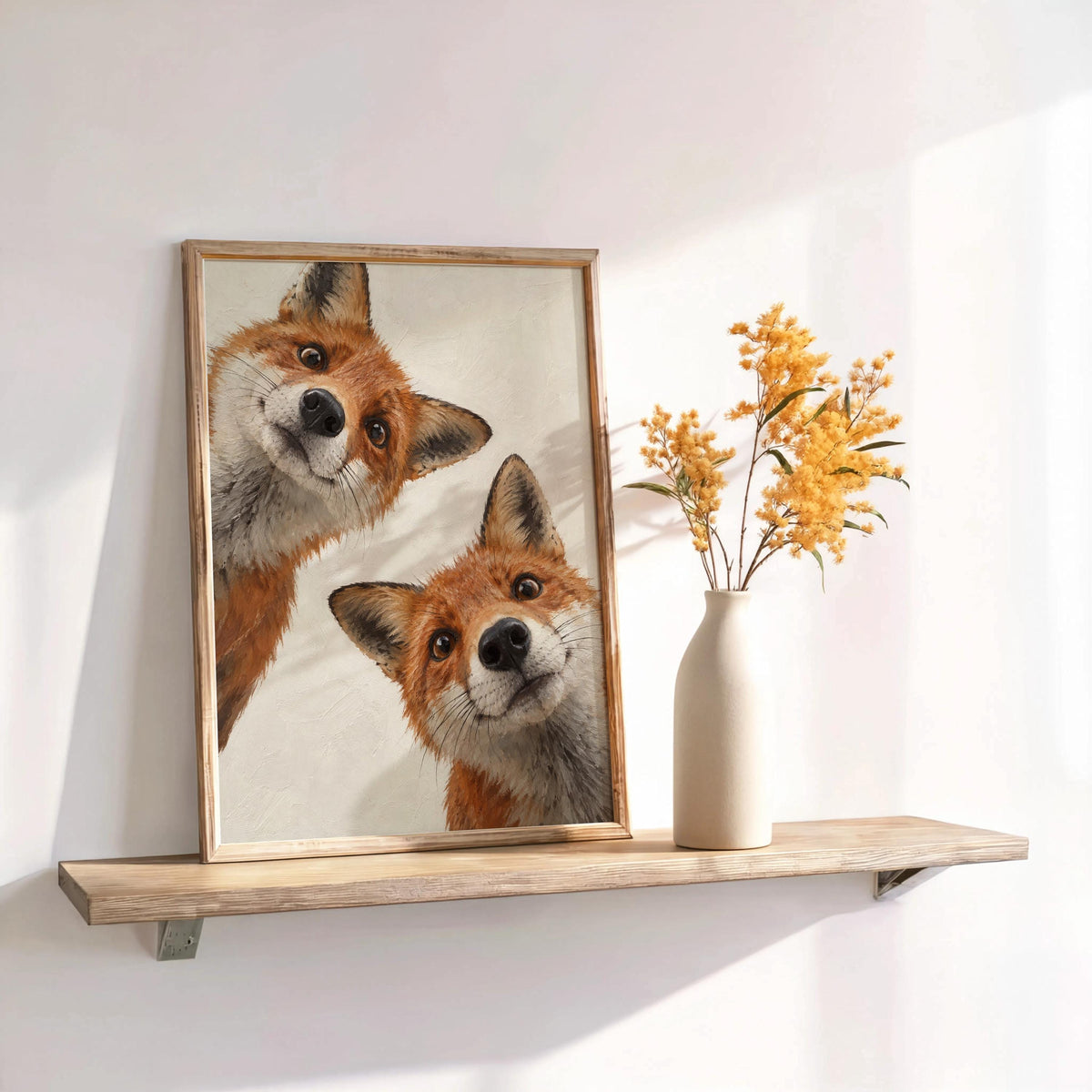 Funny Fox Wall Art, Retro Autumn Woodland Print, Farmhouse Animal Painting, Cottagecore Naturalist Poster, Rustic Forest Gift