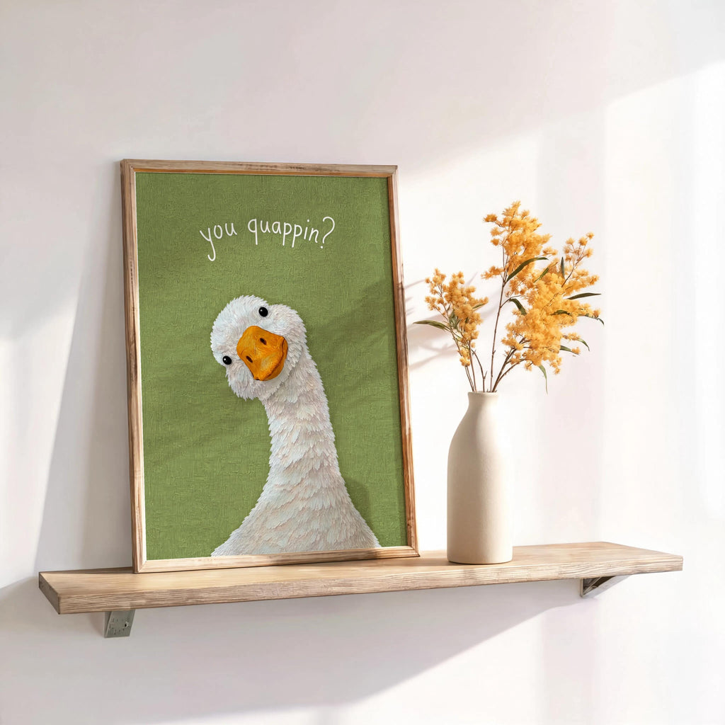 You Quappin Funny Goose Print, Silly Toilet Decor, Whimsical Bird Poster, Country Home Bathroom Wall Art, Farmhouse Farm Animal Gift