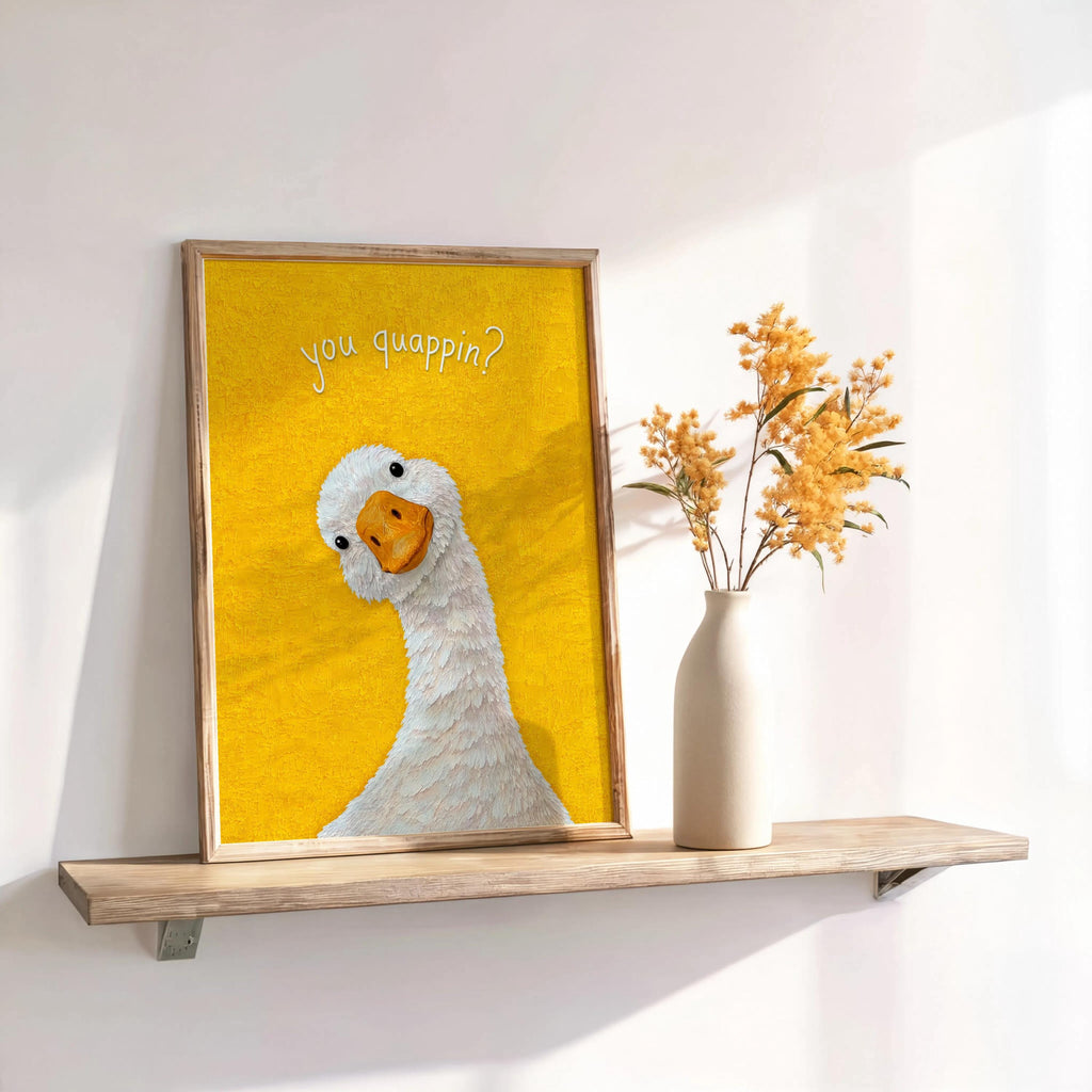 You Quappin Funny Goose Print, Silly Toilet Decor, Whimsical Bird Poster, Country Home Bathroom Wall Art, Farmhouse Farm Animal Gift