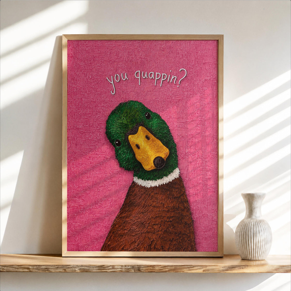 Funny You Quapin Duck Print, Poster, Quirky Toilet Decor, Vintage Bird Bathroom Wall Art, Country Restroom Painting, Mallard Lover Gift