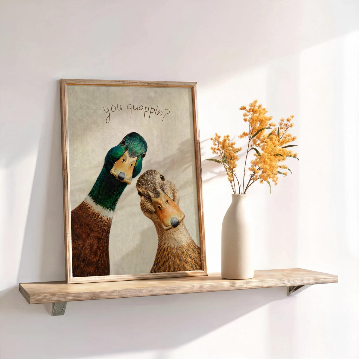 Funny Duck Bathroom Poster, You Quapin Quirky Bird Print, Toilet Wall Decor, Mallard Couple Art, Guest Bath Gift, Cottagecore Restroom Decor