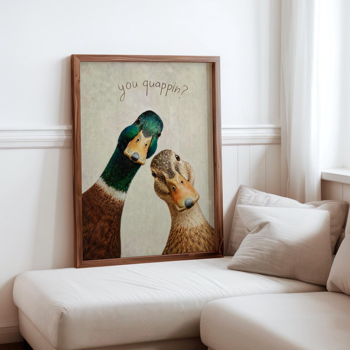 Funny Duck Bathroom Poster, You Quapin Quirky Bird Print, Toilet Wall Decor, Mallard Couple Art, Guest Bath Gift, Cottagecore Restroom Decor