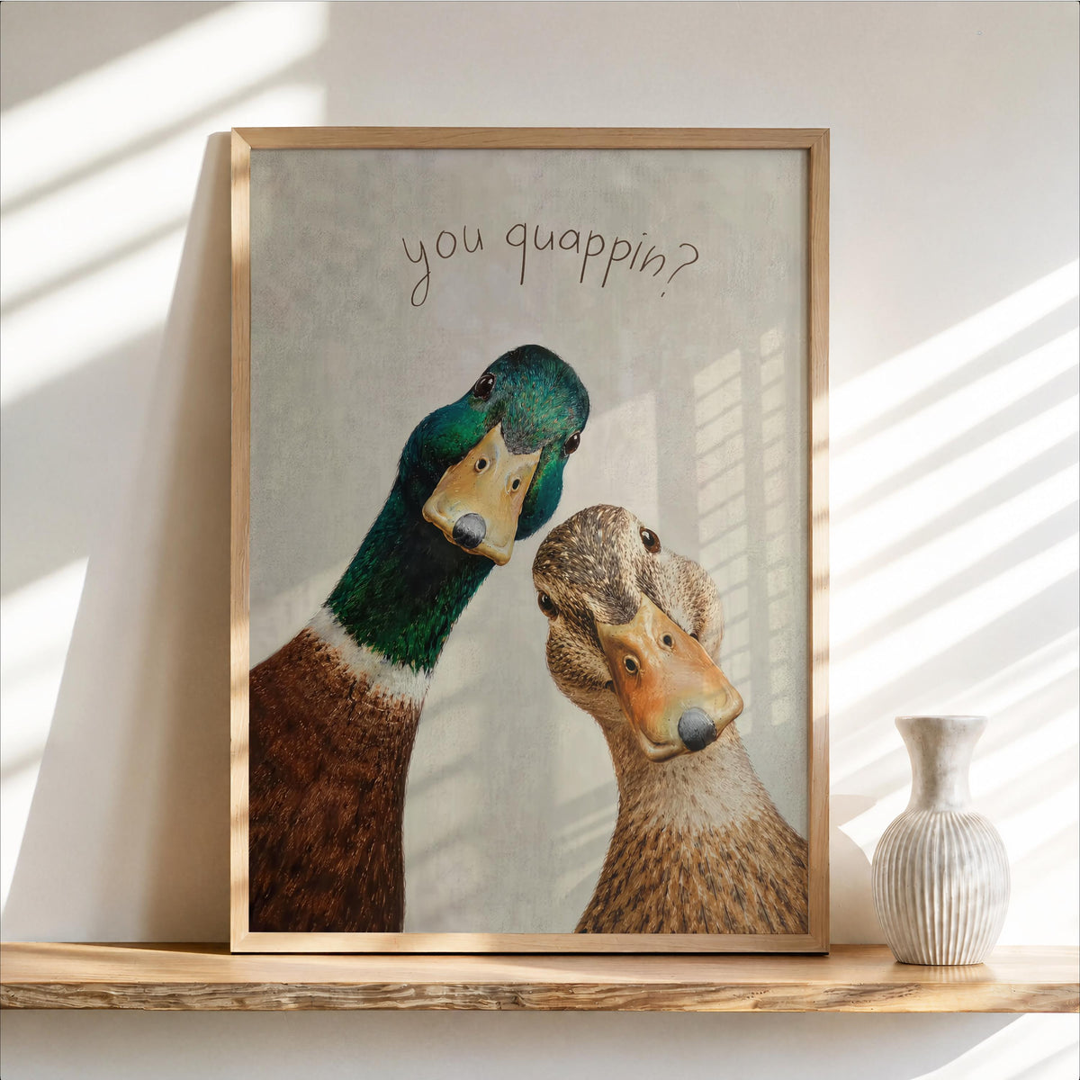 Funny Duck Bathroom Poster, You Quapin Quirky Bird Print, Toilet Wall Decor, Mallard Couple Art, Guest Bath Gift, Cottagecore Restroom Decor