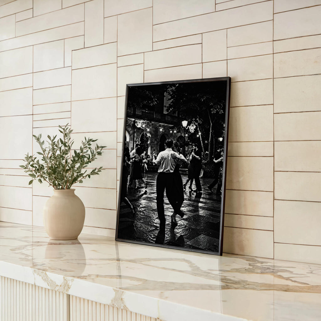 Tango Dancers Couple Print, Black White Dramatic Night Photography, Romantic Dance Poster, Latin Couple, Vintage Latino Culture Wall Art