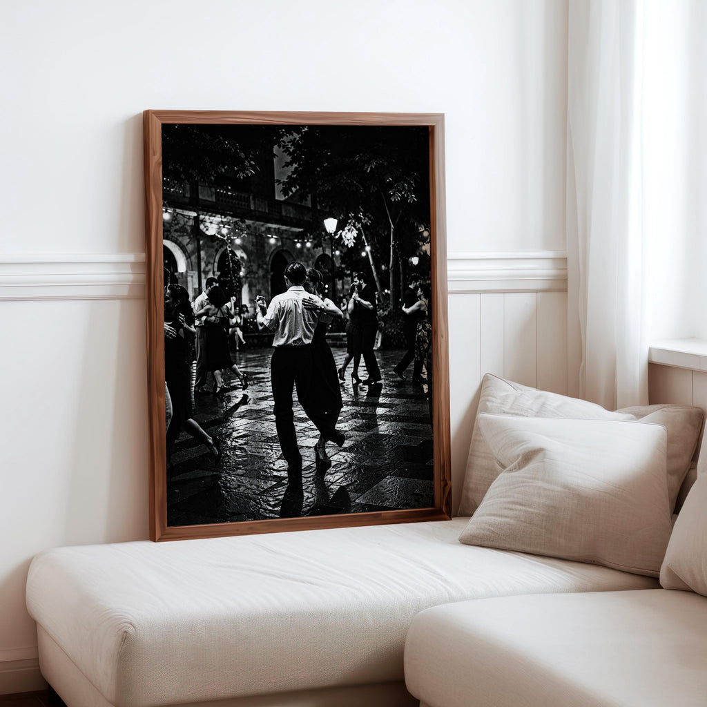 Tango Dancers Couple Print, Black White Dramatic Night Photography, Romantic Dance Poster, Latin Couple, Vintage Latino Culture Wall Art