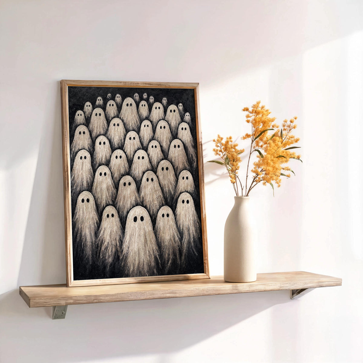 Ghost Parade Art Print, Vintage Halloween Wall Decor, Adorable Spooky Spirits, Gothic Home Poster, Moody Trick or Treat Season Gift