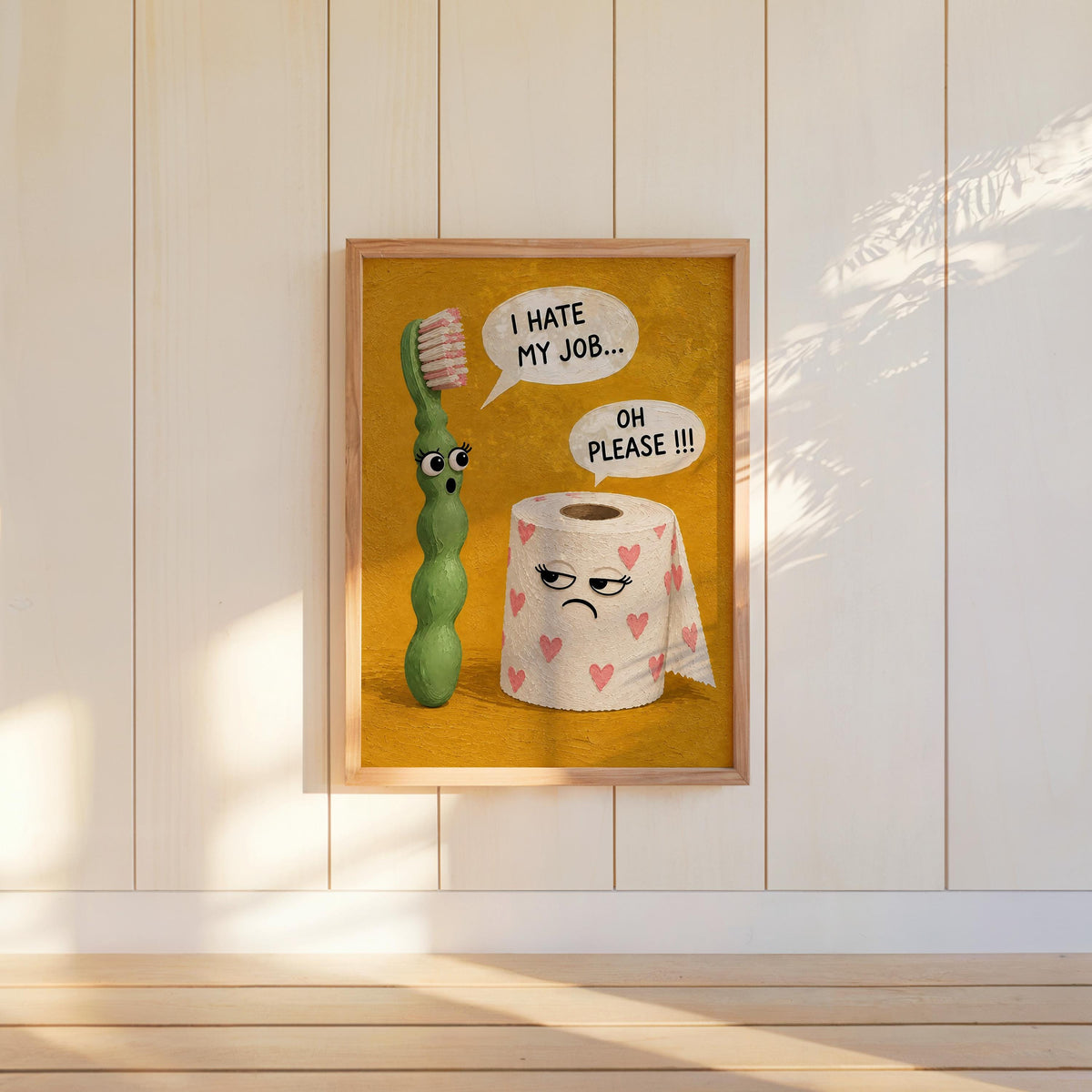 I Hate My Job Bathroom Wall Art, Funny Toilet Paper & Toothbrush Print, Sarcastic Restroom Decor, Quirky Guest Loo Sign, Kids Poster