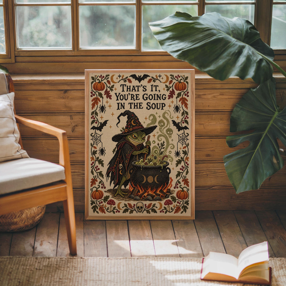 That's It You're Going in the Soup Print, Funny Frog Witch Halloween Wall Art, Vintage Spooky Season Poster, Autumn Fall Decor, Witchy Gift