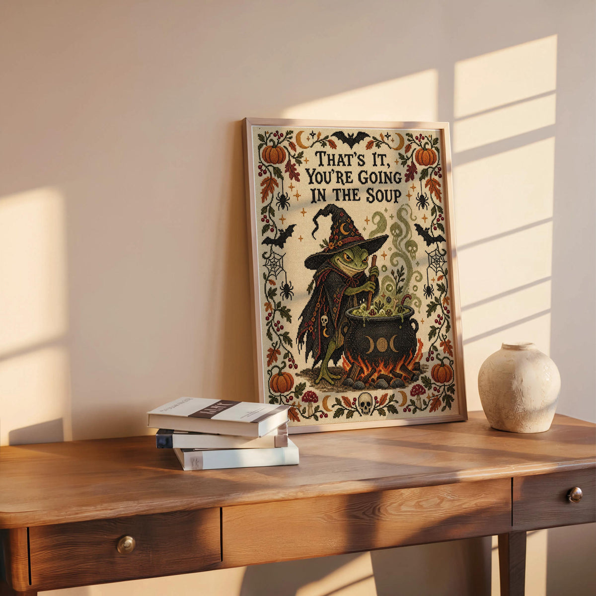 That's It You're Going in the Soup Print, Funny Frog Witch Halloween Wall Art, Vintage Spooky Season Poster, Autumn Fall Decor, Witchy Gift