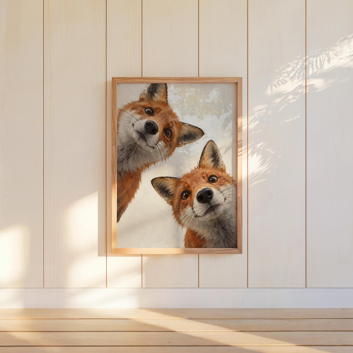 Curious Red Foxes Wall Art, Whimsical Fox Painting, Cute Autumn Print, Rustic Woodland Wildlife Gift, Forest Animal Nursery Decor