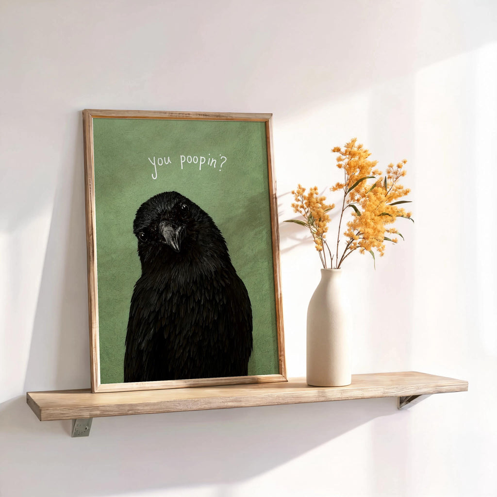 Funny Crow Poster, Halloween Bathroom Art, You Pooping Toilet Print, Black Bird Wall Art, Fall Restroom Decor, Witchy Spooky Gift