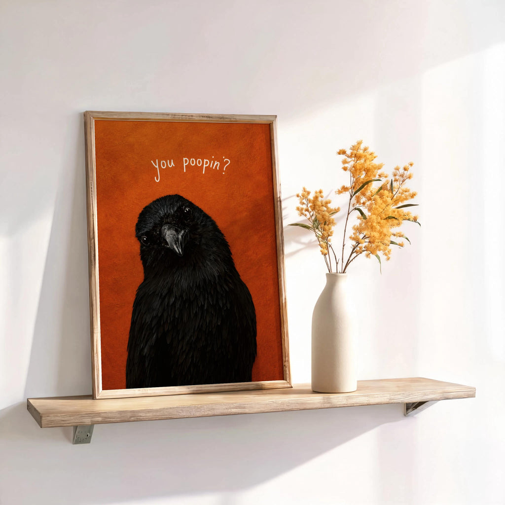 Funny Crow Poster, Halloween Bathroom Art, You Pooping Toilet Print, Black Bird Wall Art, Fall Restroom Decor, Witchy Spooky Gift