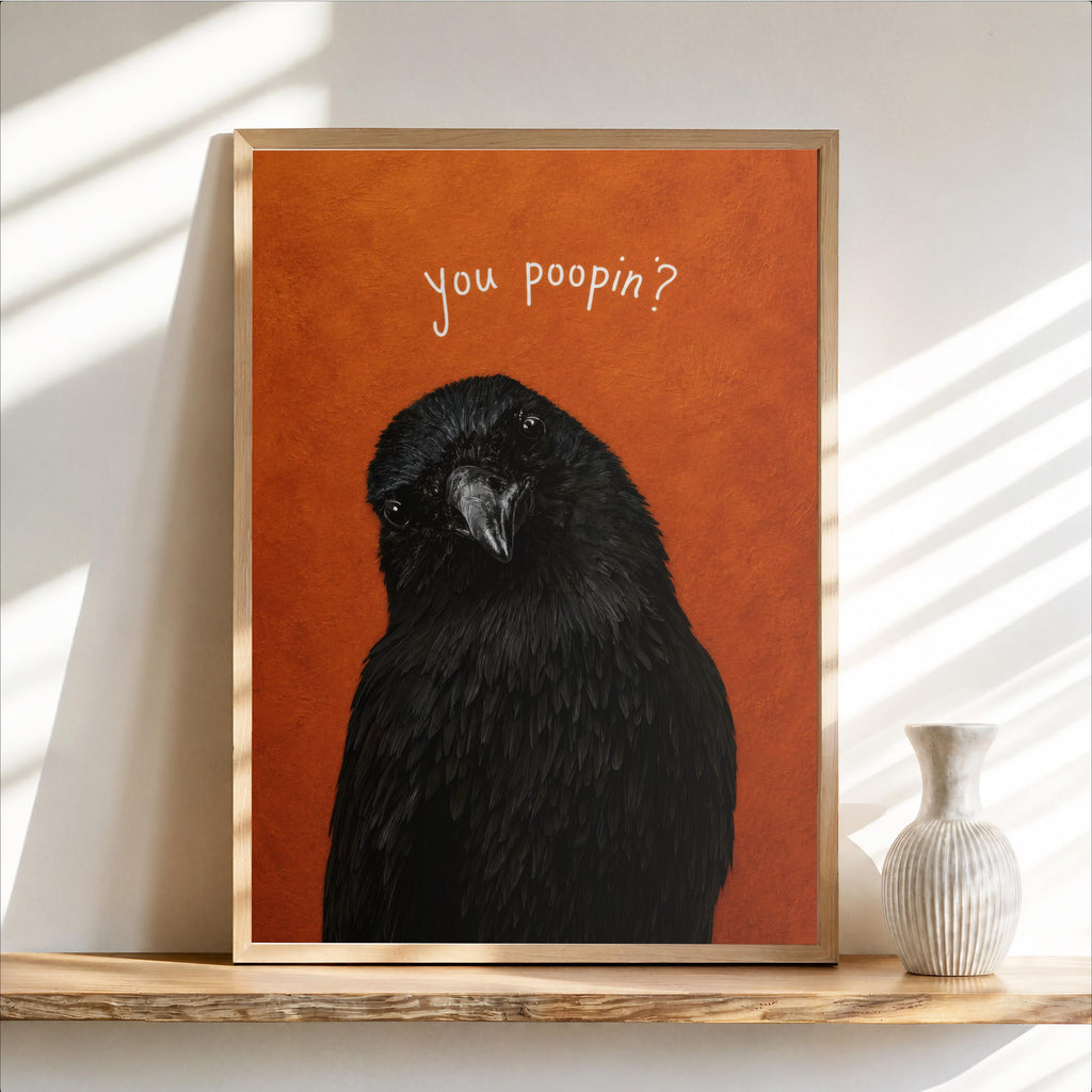 Funny Crow Poster, Halloween Bathroom Art, You Pooping Toilet Print, Black Bird Wall Art, Fall Restroom Decor, Witchy Spooky Gift