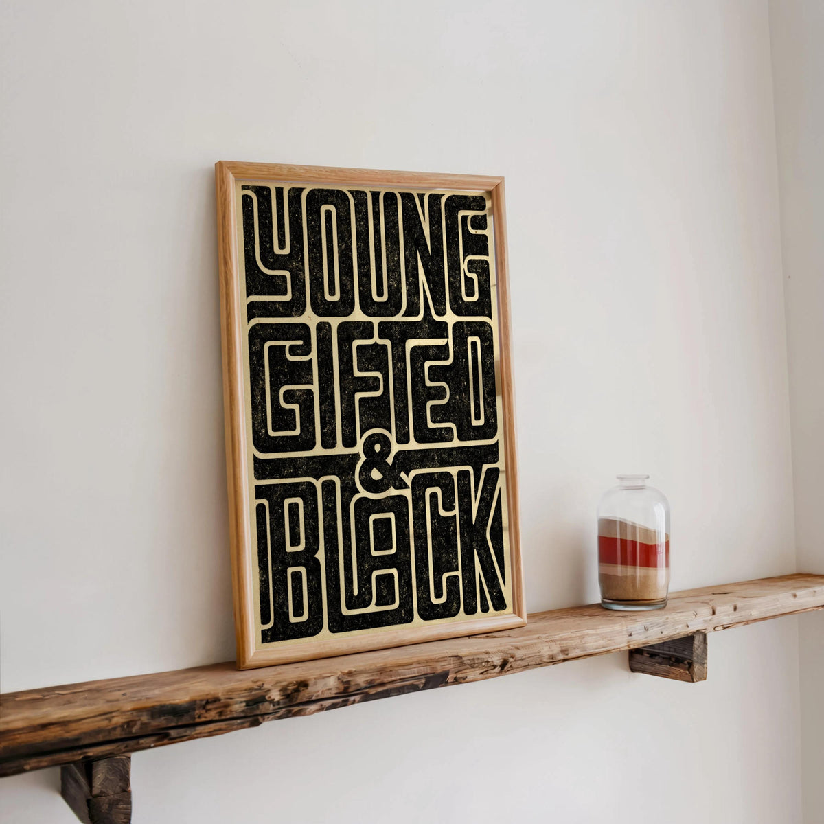 Young Gifted & Black Print, Afrocentric Wall Art, Bold Typography Poster, Black Pride Quote, Afro Cultural Statement, Retro Graphic Decor