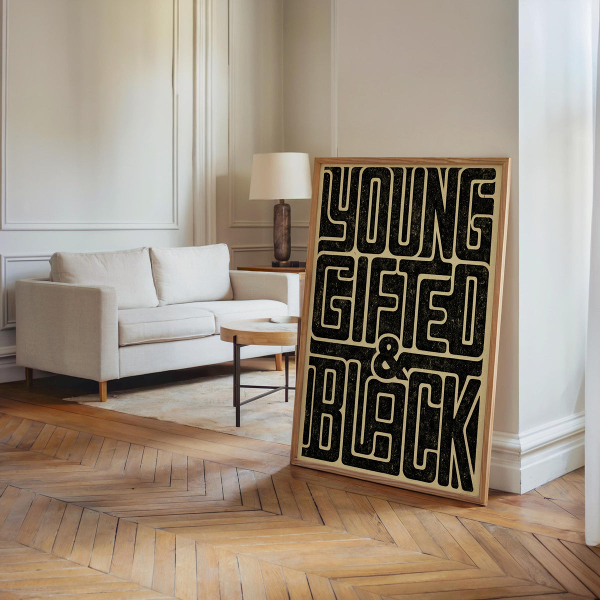 Young Gifted & Black Print, Afrocentric Wall Art, Bold Typography Poster, Black Pride Quote, Afro Cultural Statement, Retro Graphic Decor