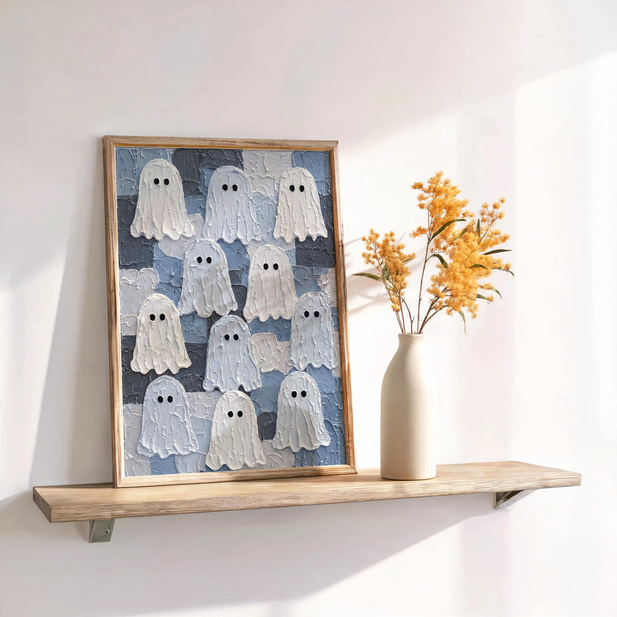 Ghost Gathering Wall Art, Dark Academia Halloween Decor, Moody Textured Painting, Spooky Season Print, Gothic Witchy Poster