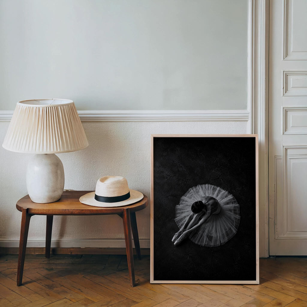 Ballerina Overhead Wall Art, Balletcore Black White Photography, Fine Art Dance Studio Print, Tutu Dancing Gift