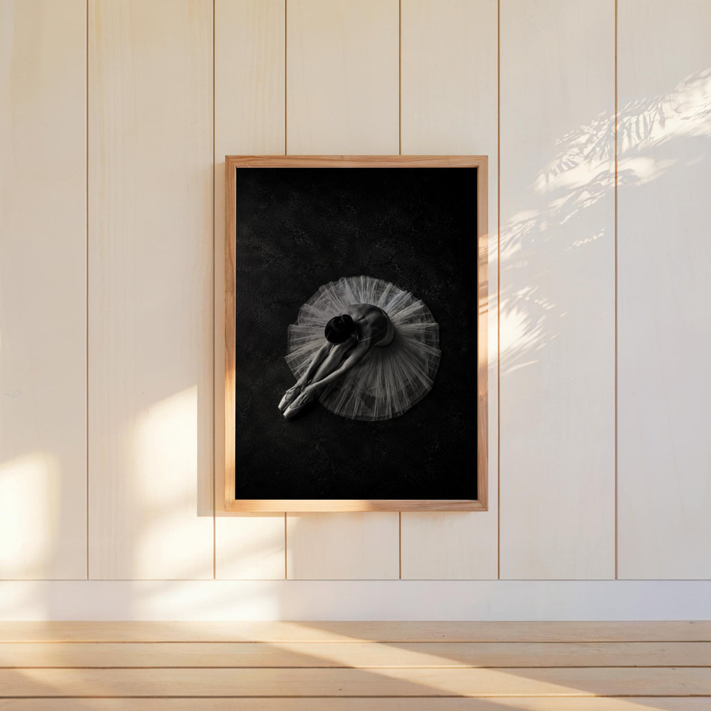 Ballerina Overhead Wall Art, Balletcore Black White Photography, Fine Art Dance Studio Print, Tutu Dancing Gift