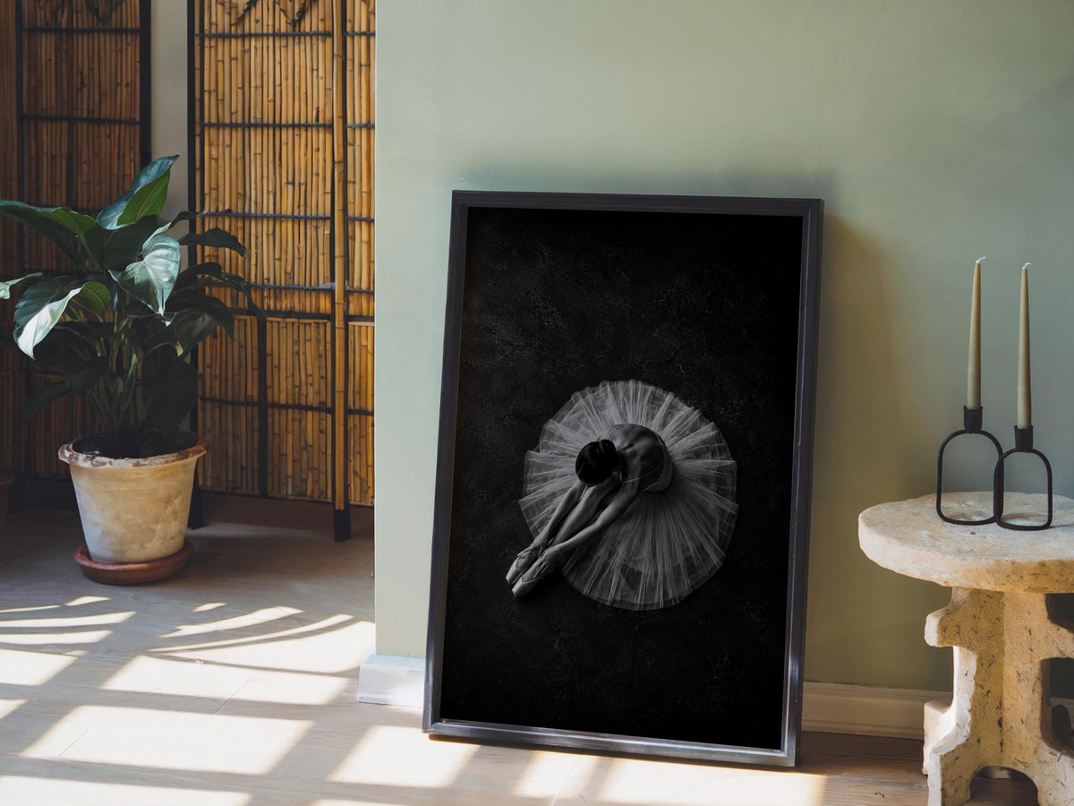 Ballerina Overhead Wall Art, Balletcore Black White Photography, Fine Art Dance Studio Print, Tutu Dancing Gift