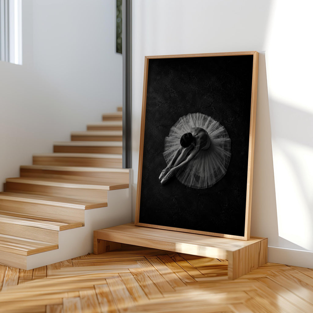 Ballerina Overhead Wall Art, Balletcore Black White Photography, Fine Art Dance Studio Print, Tutu Dancing Gift