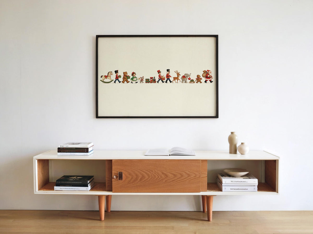 Vintage Christmas Toy Parade Wall Art, Nutcracker Toy Soldier Storybook Illustration, Nursery Xmas Print, Winter Holiday Kids Decor