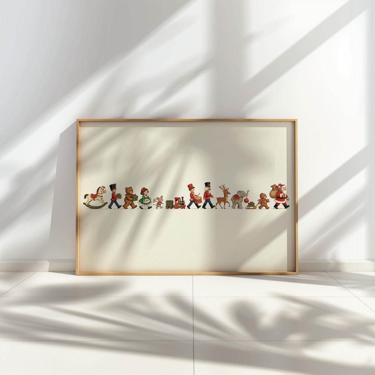 Vintage Christmas Toy Parade Wall Art, Nutcracker Toy Soldier Storybook Illustration, Nursery Xmas Print, Winter Holiday Kids Decor