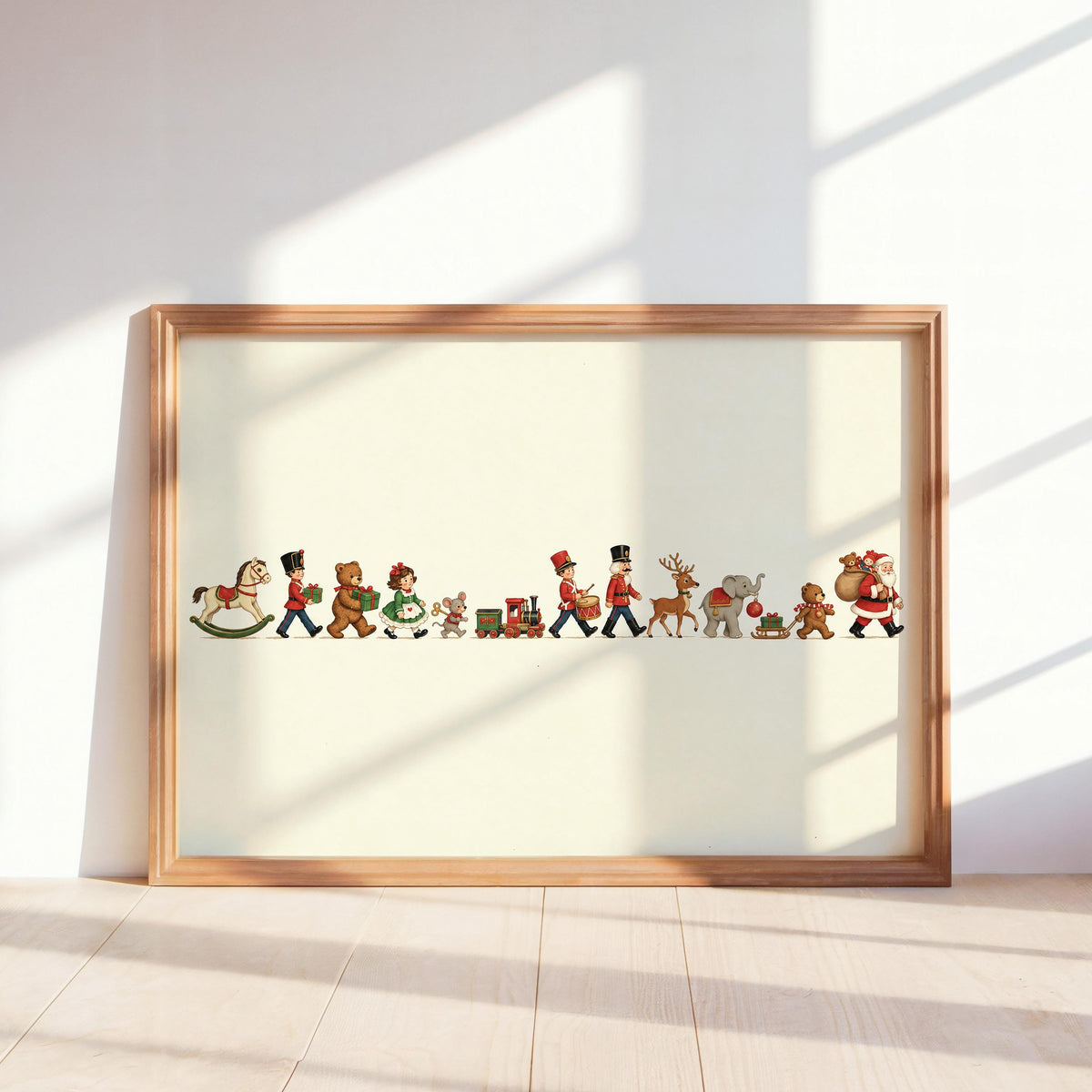 Vintage Christmas Toy Parade Wall Art, Nutcracker Toy Soldier Storybook Illustration, Nursery Xmas Print, Winter Holiday Kids Decor