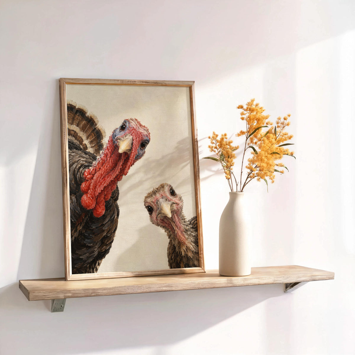Funny Turkey Print, Thanksgiving Wall Art, Vintage Turkeys Couple Poster, Rustic Farmhouse Decor, Autumn Kitchen Art, Bird Lover Gift