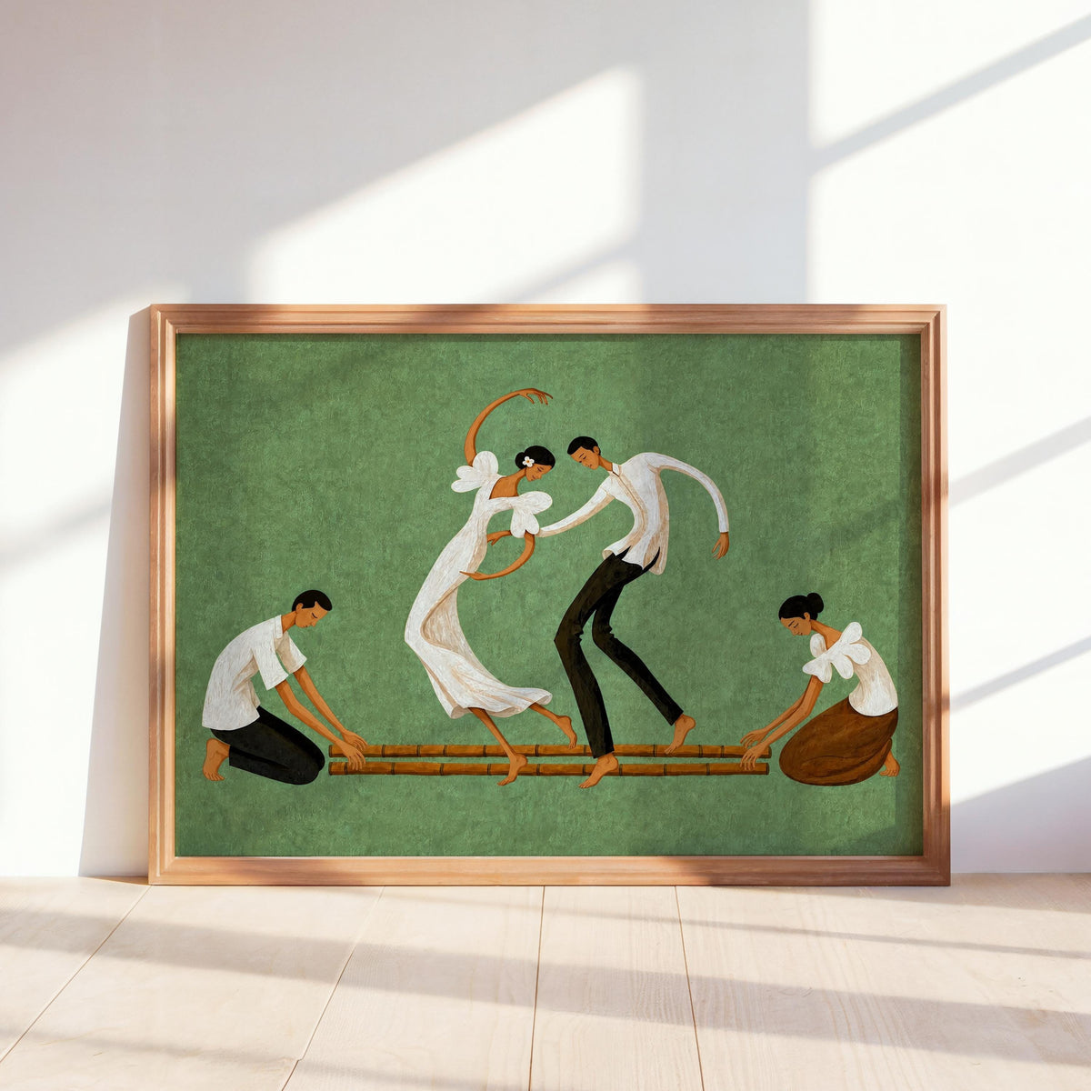 Filipino Tinikling Dance Wall Art, Traditional Bamboo Dancers Print, Philippines Cultural Pinoy Heritage Home Decor, Filipina woman Gift