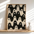 Ghost Pattern Print, Black and White Halloween Wall Art, Repeating Spooky Poster, Cute Funny Gothic Decor, Dark Academia Gift