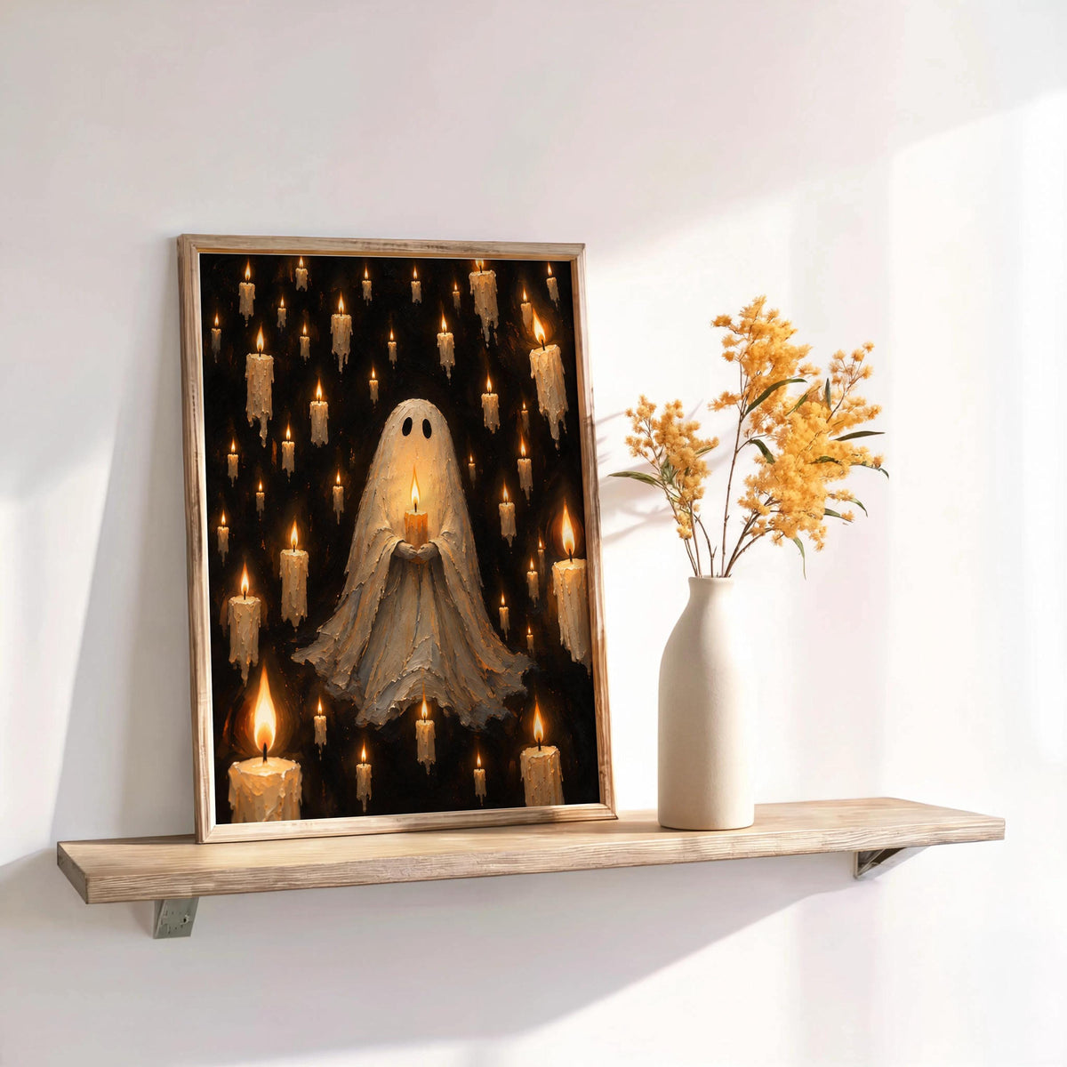 Ghost Holding Candle Print, Haunted Halloween Decor, Gothic Home Accent, Occult Wall Art, Moody Candlelight Poster, Macabre Vintage Style