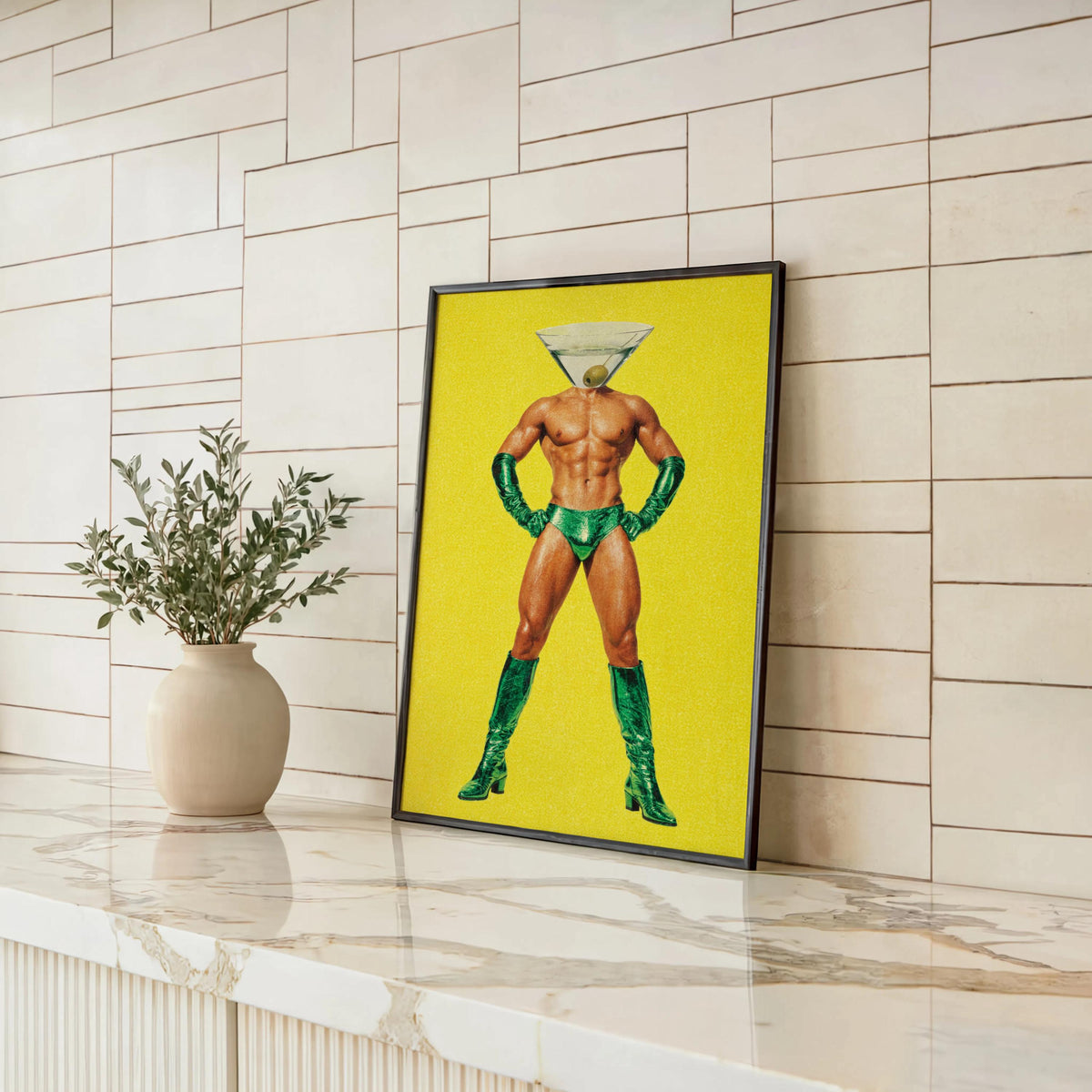 Dirty Martini Man, Funny Retro Cocktail Print, Pop Art Bar Decor, Vibrant Martini Lover Gift, Sexy Fashion Kitchen Poster