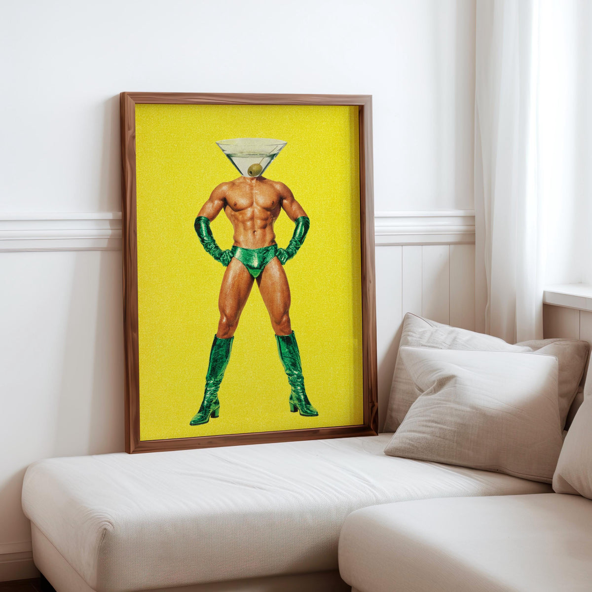 Dirty Martini Man, Funny Retro Cocktail Print, Pop Art Bar Decor, Vibrant Martini Lover Gift, Sexy Fashion Kitchen Poster