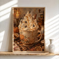 Pumpkin Spice Latte Halloween Print, Miniature Witches Wall Art, Cozy Fall Coffee Poster, Spooky Autumn Kitchen Decor, Tiny People Gift