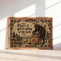 Krampus Christmas Cross Stitch Print, Funny Holiday Sack Scene, German Folklore Wall Art, Rustic Winter Decor, Gothic Xmas Gift