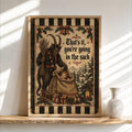 Funny Krampus Wall Art, Christmas Folklore Poster, Folk Textile Illustration, Cozy Winter Decor, Naughty German Holiday Gift