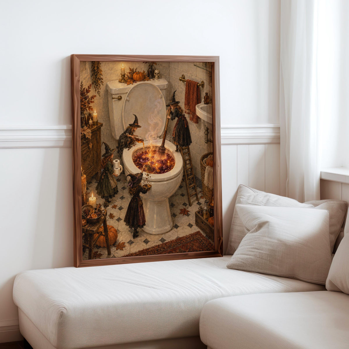 Witch Toilet Cauldron Print, Gothic Halloween Bathroom Wall Art, Funny Spooky Magic Poster, Witchy Decor, Occult Housewarming Gift