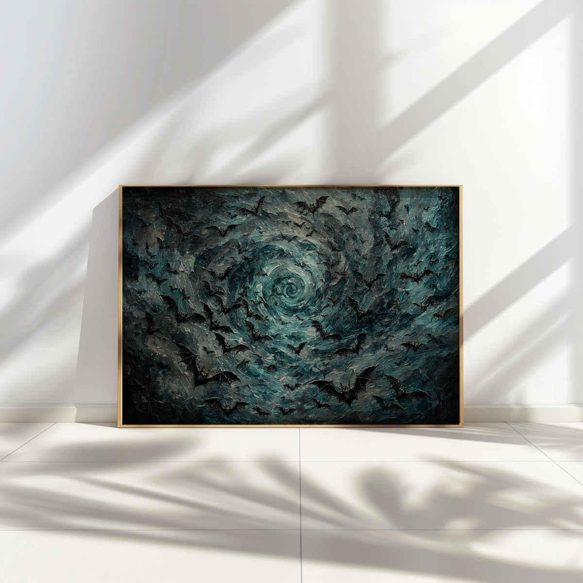 Bat Storm Halloween Print, Swirling Vampire Bats Wall Decor, Dark Gothic Poster, Dramatic Night Sky Print, Spooky Season Home Art