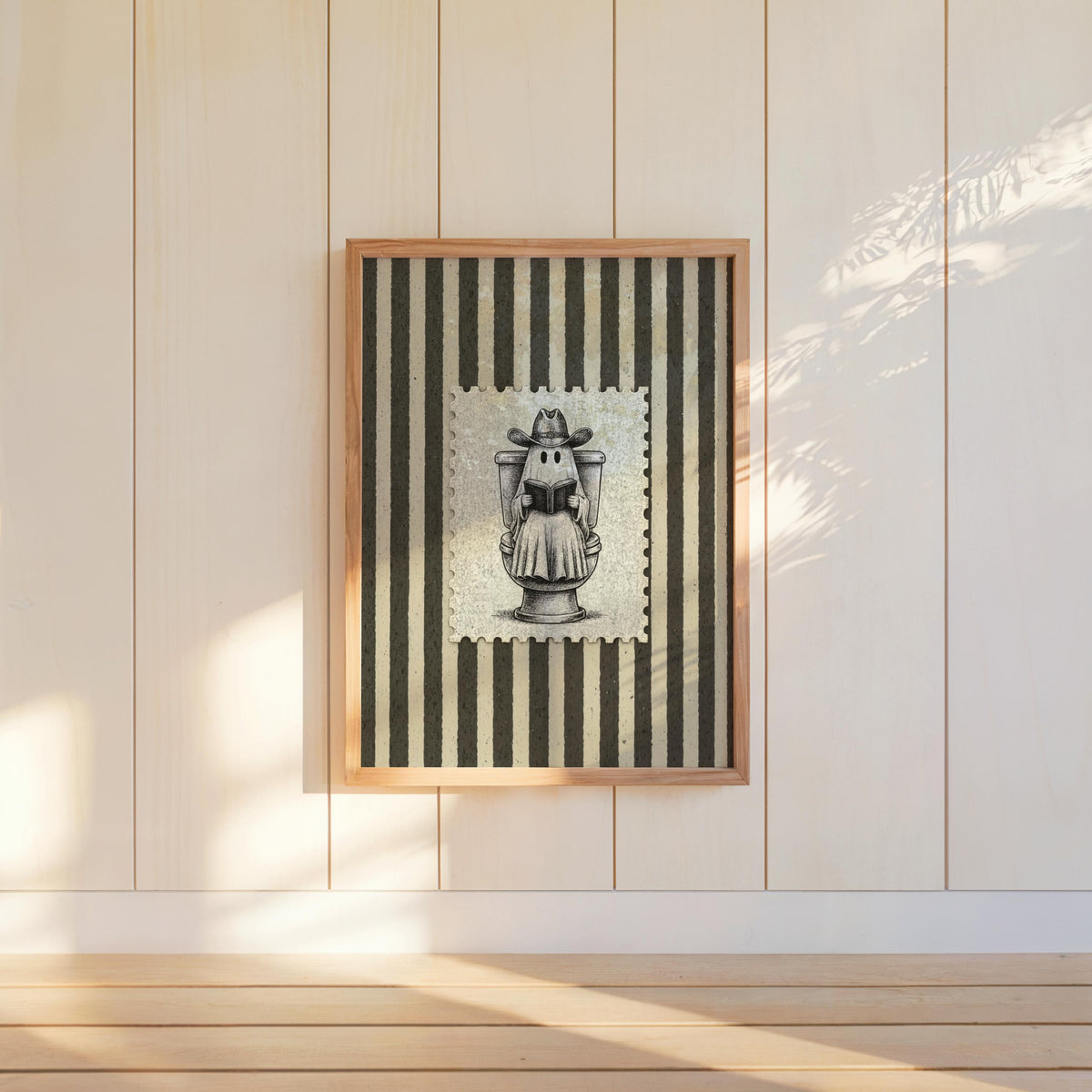 Cowboy Ghost Halloween Toilet Print, Funny Bathroom Wall Art, Western Newspaper Poster, Vintage Spooky Illustration, Quirky Country Decor