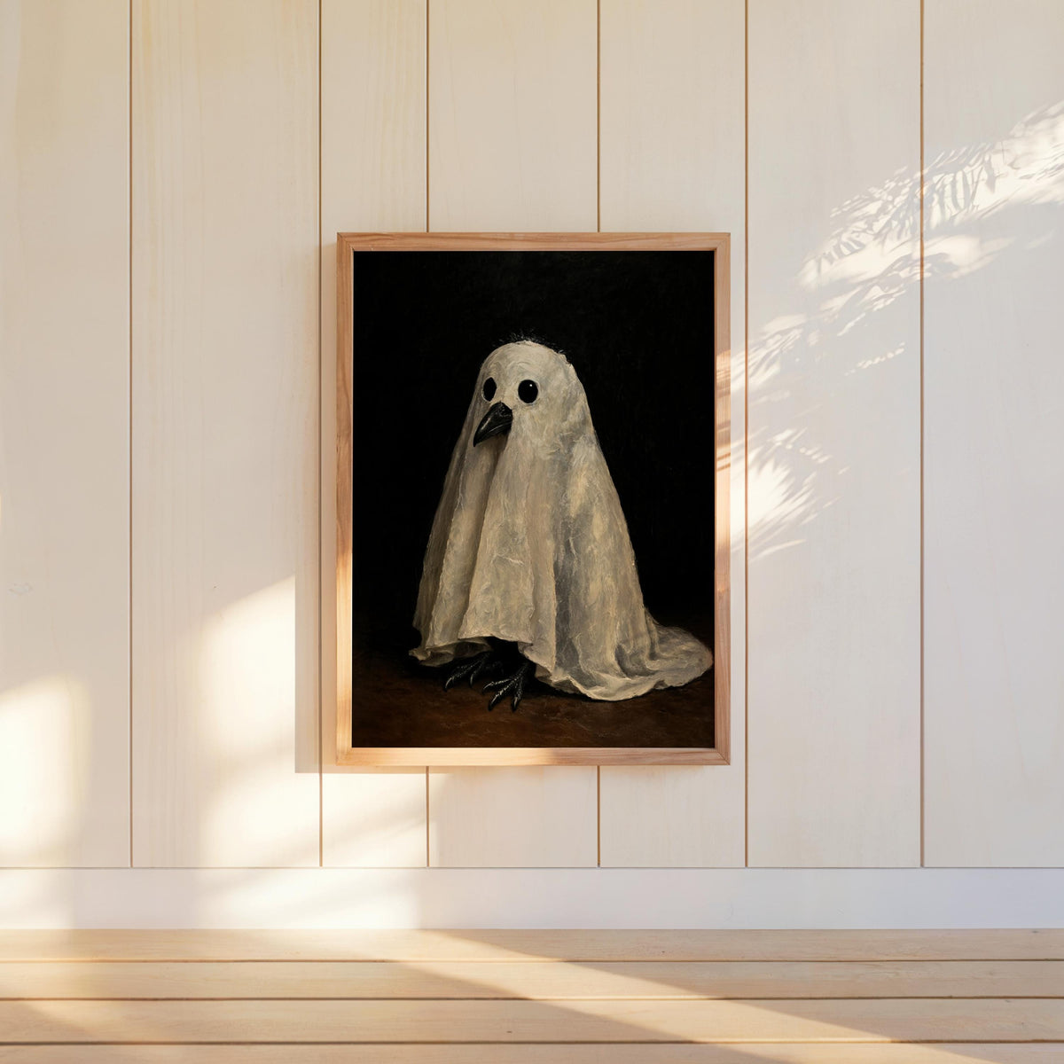 Ghost Crow Painting, Gothic Halloween Wall Art, Spooky Raven Poster, Dark Vintage Print, Haunted Bird Portrait, Witchy Home Decor
