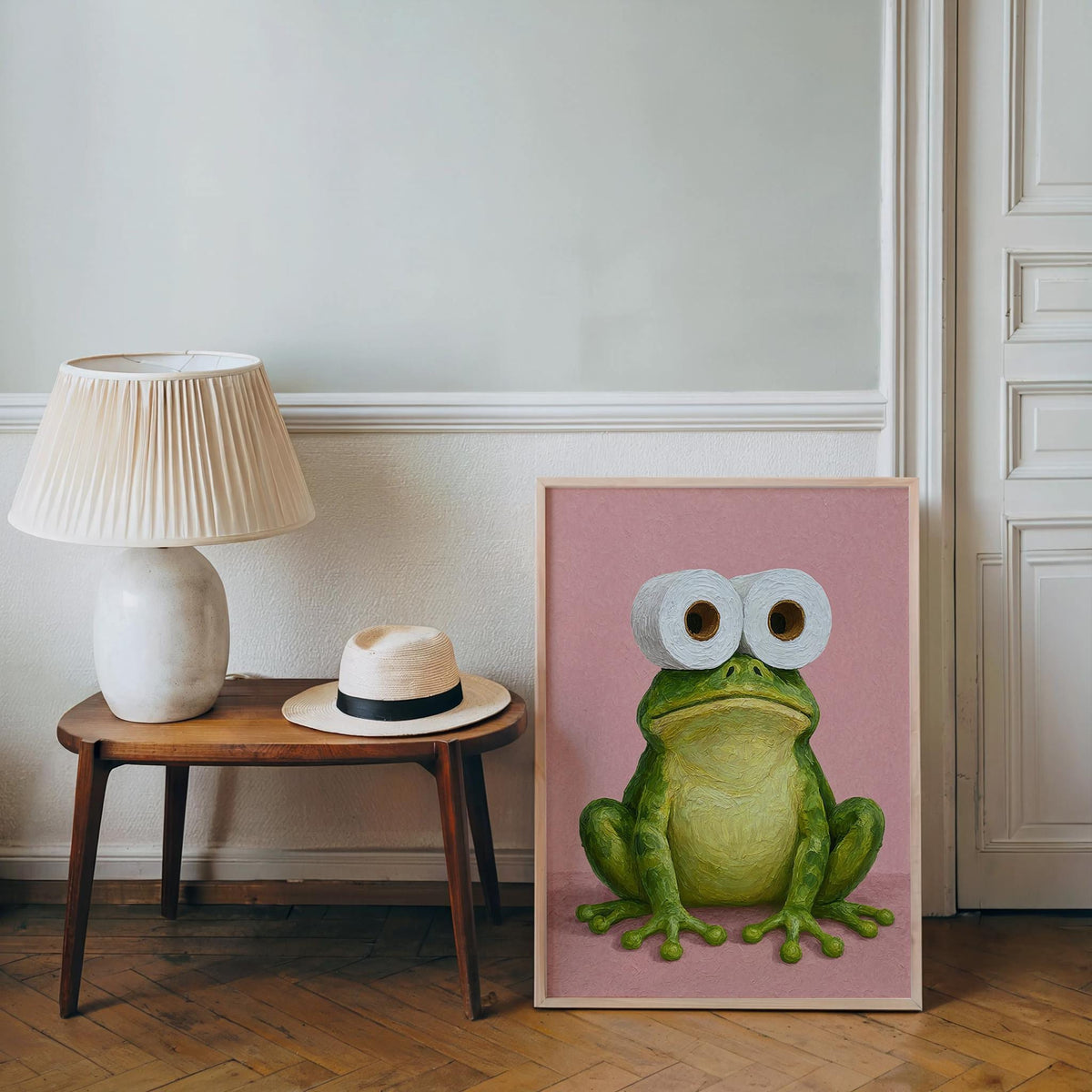 Funny Frog Bathroom Print, Toilet Paper Binoculars, Cute Quirky Restroom Tissue Roll Poster, Guest Bathroom Wall Art, Loo Sign Novelty Gift